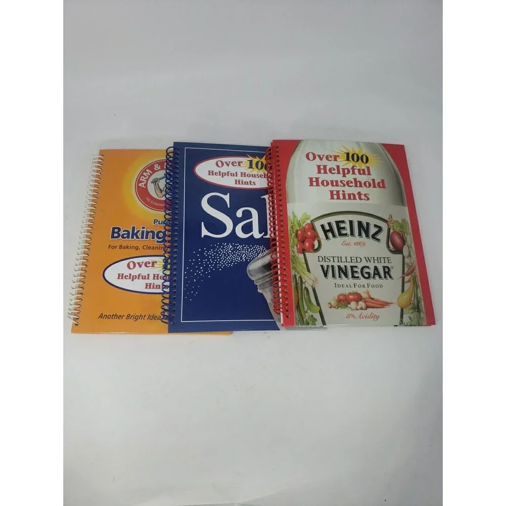Over 100 Helpful Household Hints Books Lot of 3 Baking Soda Vinegar Salt Spiral